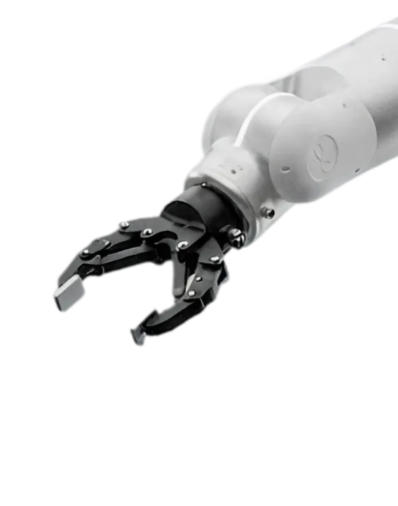 Robotic gripper arm reaching downward